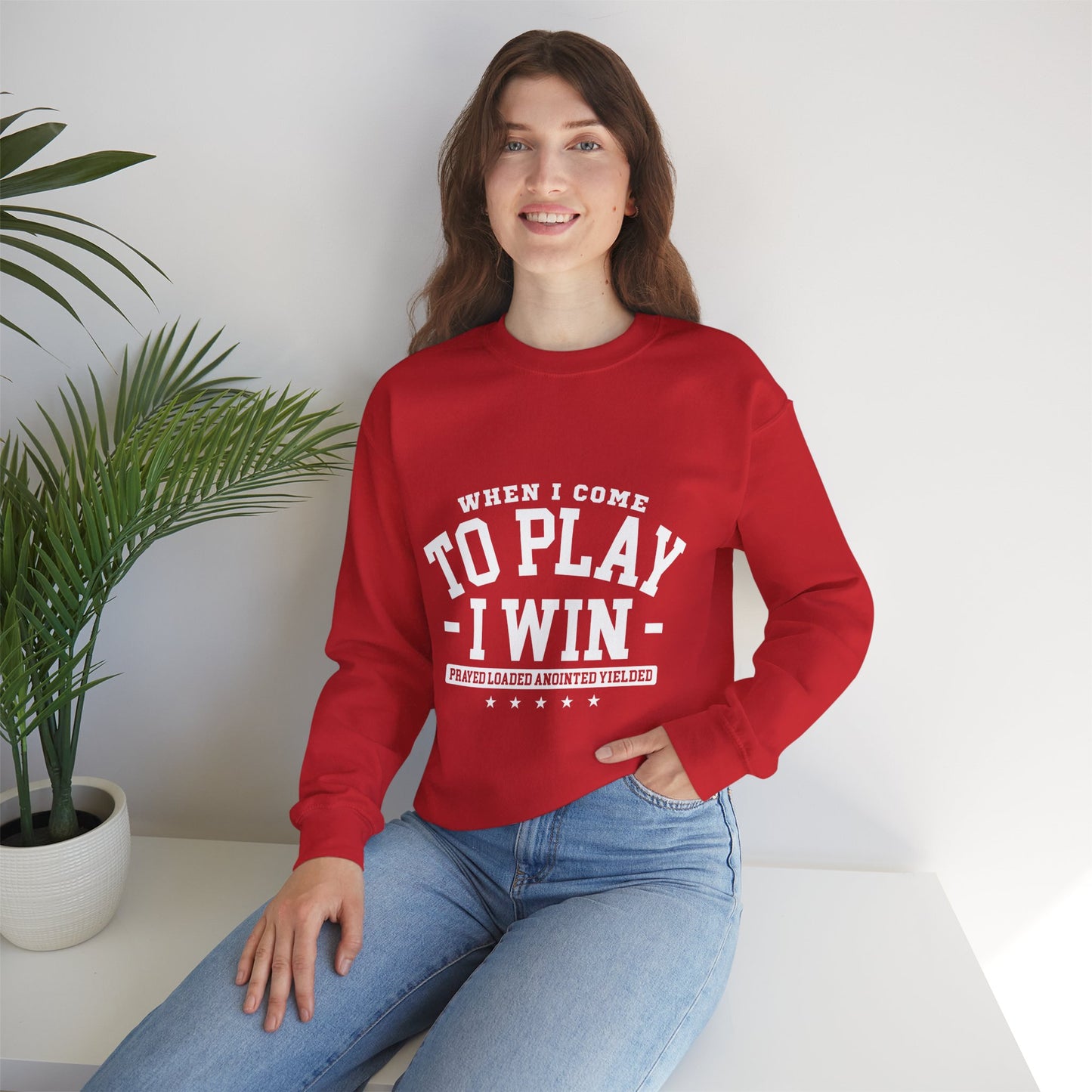 Play to Win Crewneck Sweatshirt, Motivational Gift for Gamers, Cozy Athleisure for Competitions, Casual Wear, Holiday Gift Idea