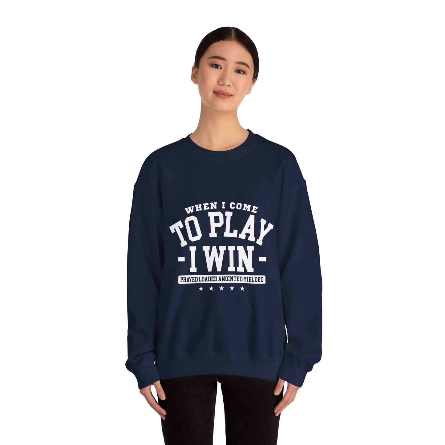 Play to Win Crewneck Sweatshirt, Motivational Gift for Gamers, Cozy Athleisure for Competitions, Casual Wear, Holiday Gift Idea