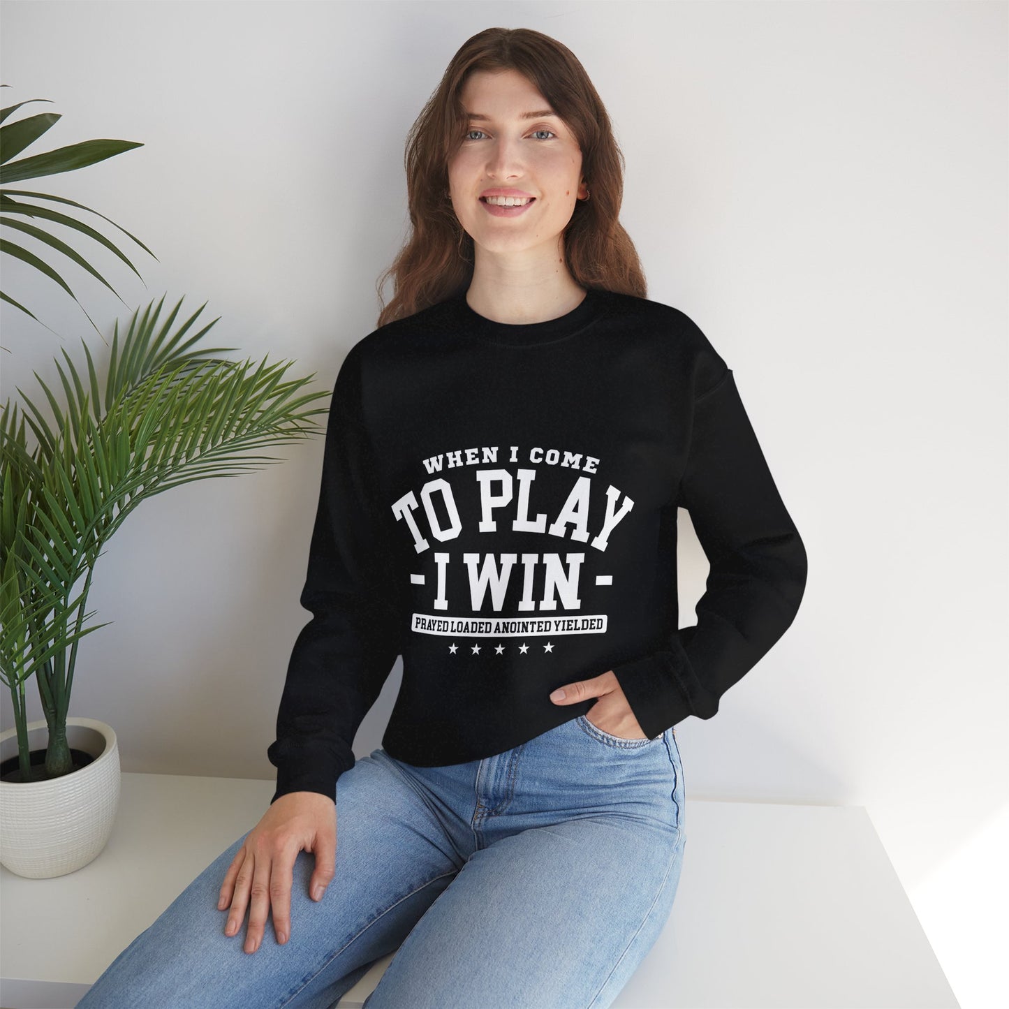 Play to Win Crewneck Sweatshirt, Motivational Gift for Gamers, Cozy Athleisure for Competitions, Casual Wear, Holiday Gift Idea