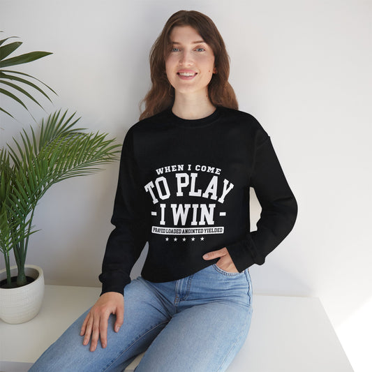 Play to Win Crewneck Sweatshirt, Motivational Gift for Gamers, Cozy Athleisure for Competitions, Casual Wear, Holiday Gift Idea
